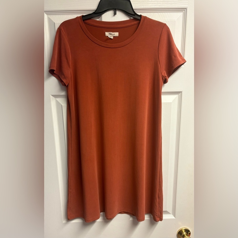 Madewell Modal Blend Short Sleeve T-Shirt Mini Dress Rust Colored Size Small